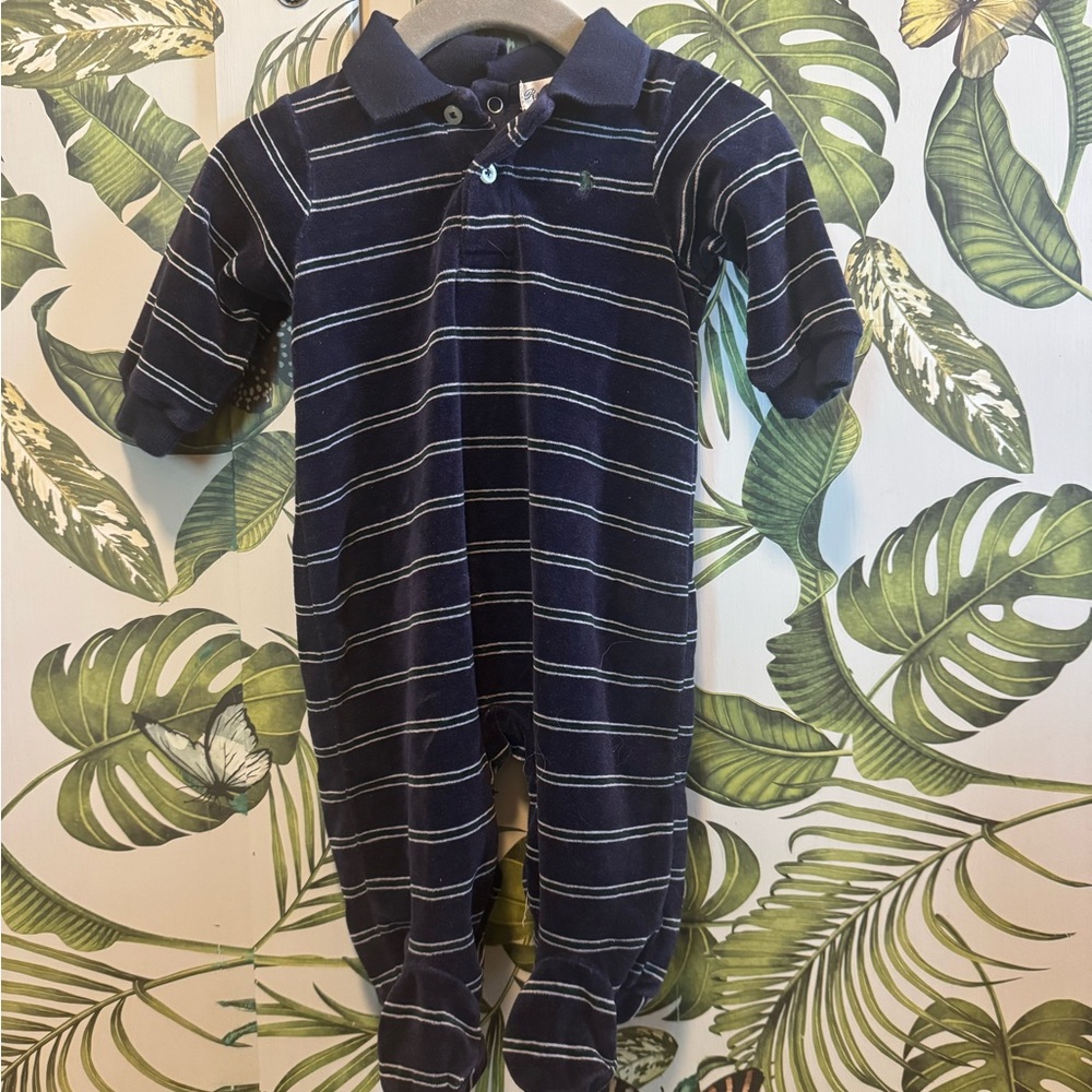 Ralph Lauren Velour Footed One-Piece – Size 3M